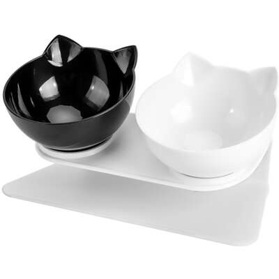 Tigela Dupla Crazy Pets Branca e Preta
