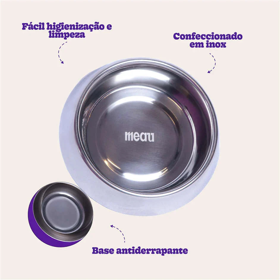 Comedouro Meau Inox para Cães e Gatos