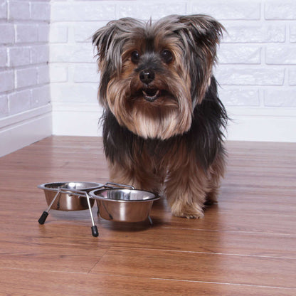 Comedouro e Bebedouro Meau Duplo Inox para Cães e Gatos