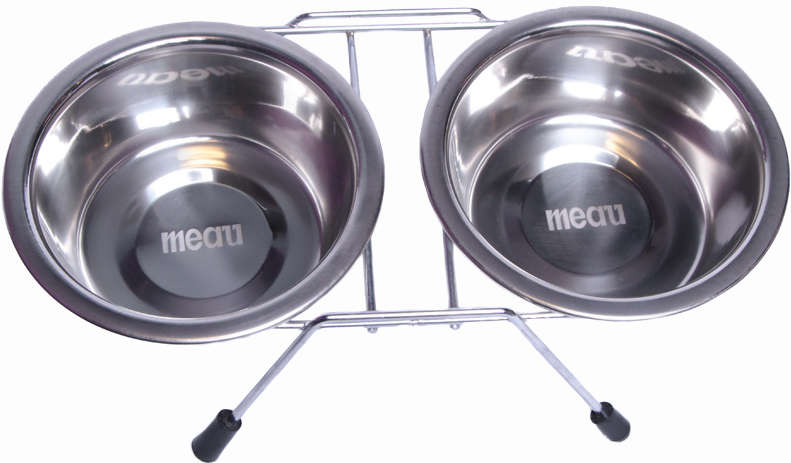 Comedouro e Bebedouro Meau Duplo Inox para Cães e Gatos