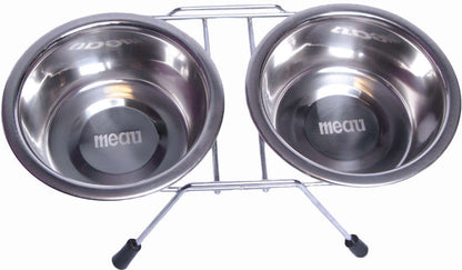 Comedouro e Bebedouro Meau Duplo Inox para Cães e Gatos