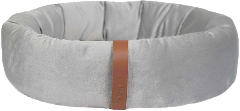 Cama Lush Cinza com Tag Caramelo para Gatos