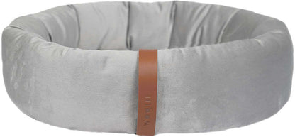 Cama Lush Cinza com Tag Caramelo para Gatos