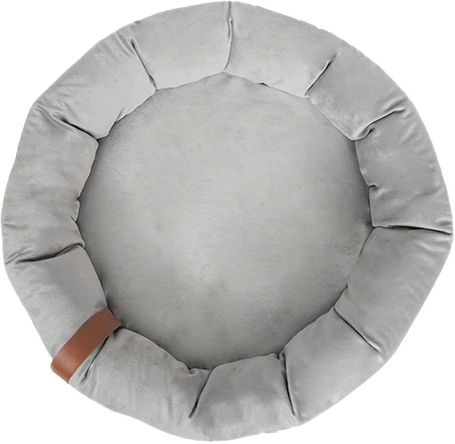 Cama Lush Cinza com Tag Caramelo para Gatos