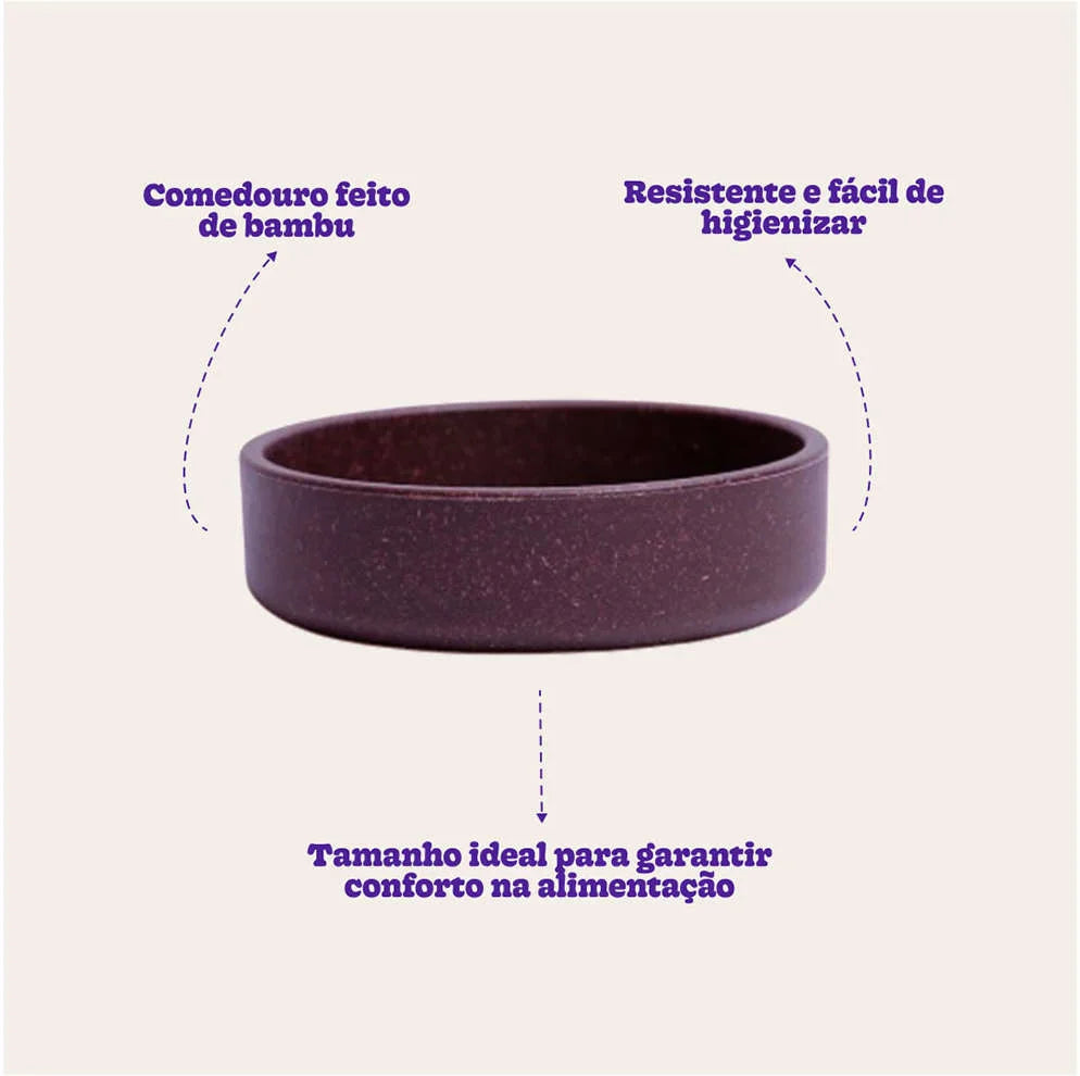 Comedouro Meau de Bambu Bordô para Cães
