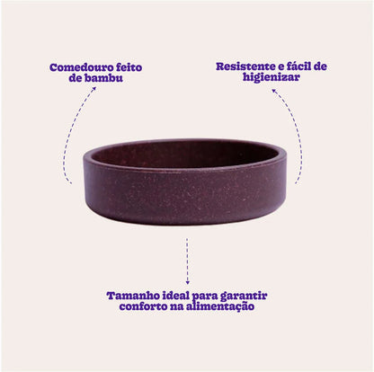 Comedouro Meau de Bambu Bordô para Cães