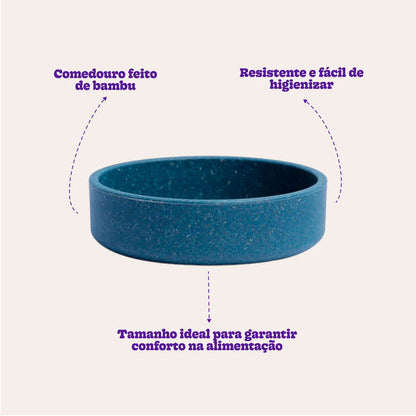 Comedouro Meau de Bambu Navy para Cães