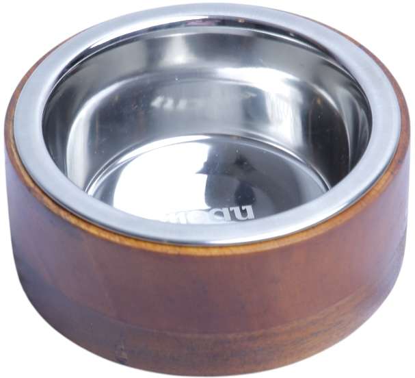 Comedouro de Inox e Madeira Meau para Cães