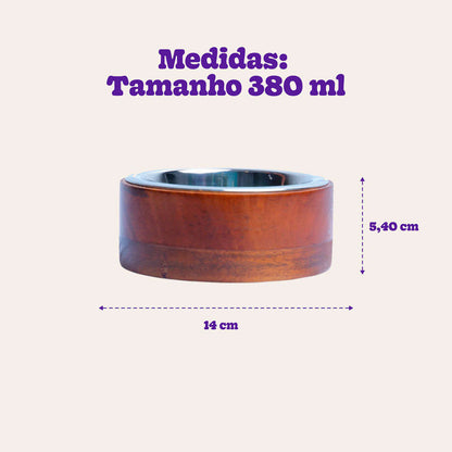 Comedouro de Inox e Madeira Meau para Cães