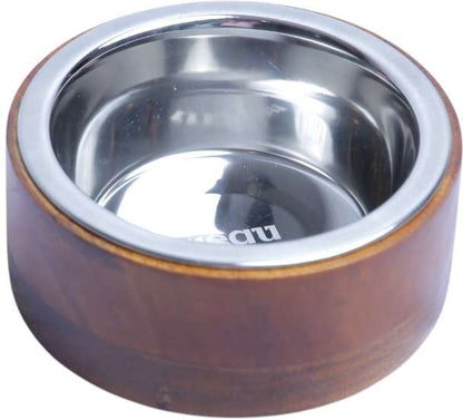 Comedouro de Inox e Madeira Meau para Cães