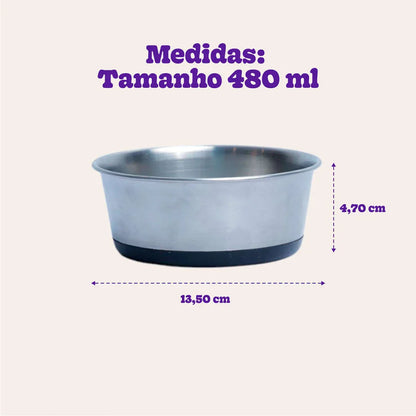 Comedouro Meau Inox Antiderrapante Preto