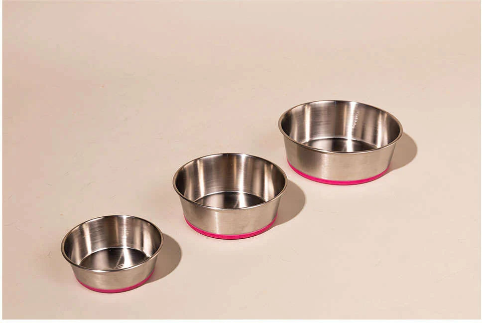 Comedouro Meau Inox Antiderrapante Rosa