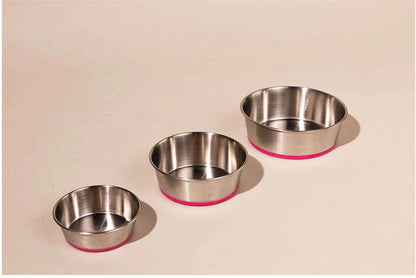 Comedouro Meau Inox Antiderrapante Rosa