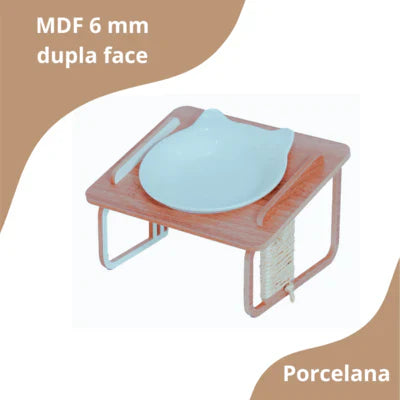 Comedouro Bastet Hórus para Gatos Madeirado