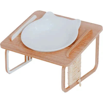 Comedouro Bastet Hórus para Gatos Madeirado