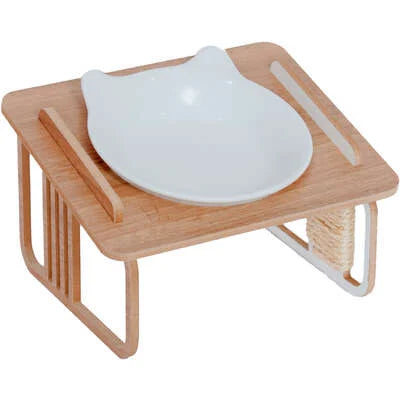 Comedouro Bastet Hórus para Gatos Madeirado