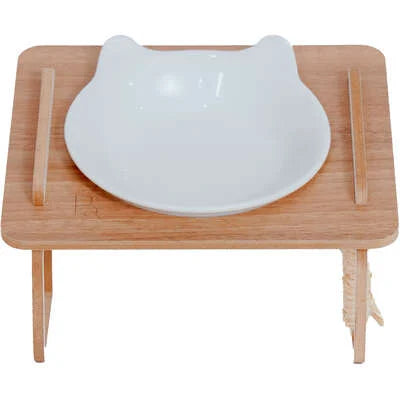 Comedouro Bastet Hórus para Gatos Madeirado