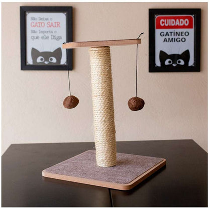Brinquedo Arranhador Chão com Carpete Marrom