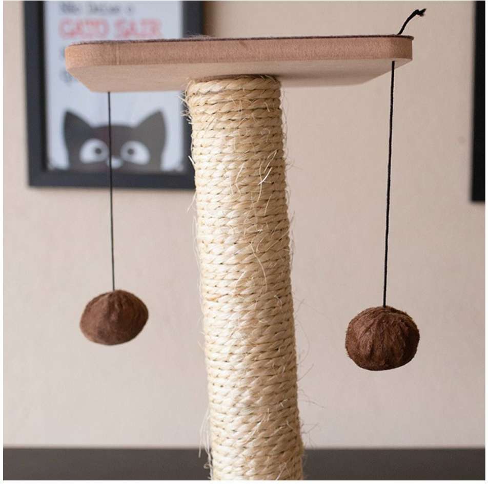 Brinquedo Arranhador Chão com Carpete Marrom