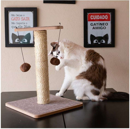 Brinquedo Arranhador Chão com Carpete Marrom