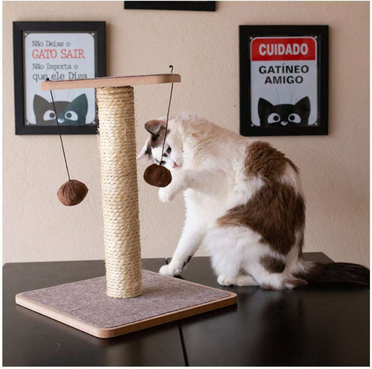 Brinquedo Arranhador Chão com Carpete Marrom