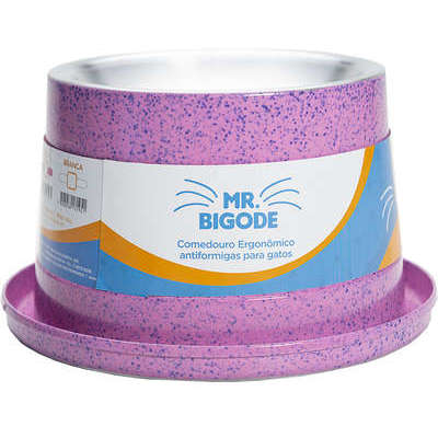 Comedouro Ergonômico NF Pet Mr. Bigode Antiformigas Rosa para Gatos