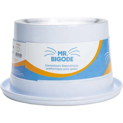 Comedouro Ergonômico NF Pet Mr. Bigode Antiformigas Branco para Gatos