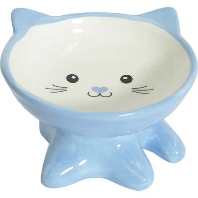 Comedouro Porcelana Gato Filhote Azul
