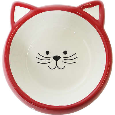 Comedouro Porcelana The Pets Face Cat Vermelho