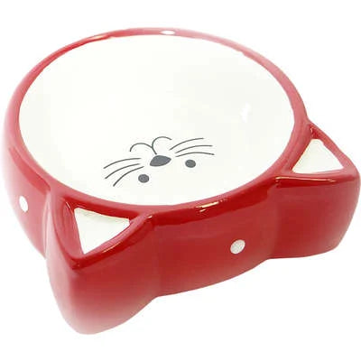 Comedouro Porcelana The Pets Face Cat Vermelho