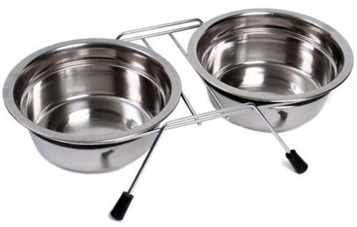 Comedouro e Bebedouro Meau Duplo Inox para Cães e Gatos