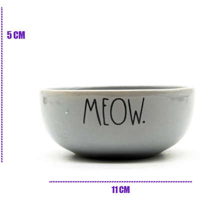 Comedouro de Cerâmica Pet Injet Meow Cinza