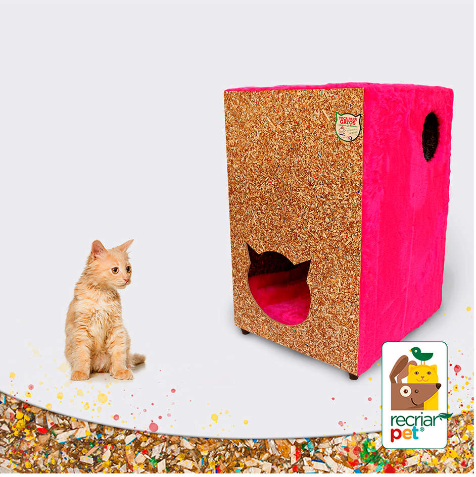 Toca Ecológica Recriar Pet 2 Andares Azul para Gatos
