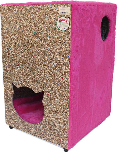 Toca Ecológica Recriar Pet 2 Andares Rosa para Gatos