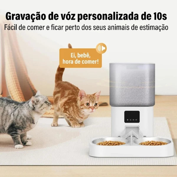 Newpet 6L Comedouro elevado para Alimentador Comedouro Duplo Automático Wi-Fi Temporizador Cão Gato -Bivolt